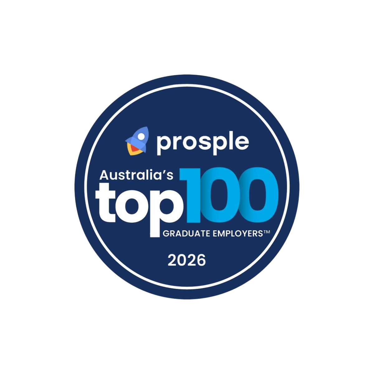 Prosple Top 100 Graduate Employers 2026 award badge recognising leading employers for graduate programs