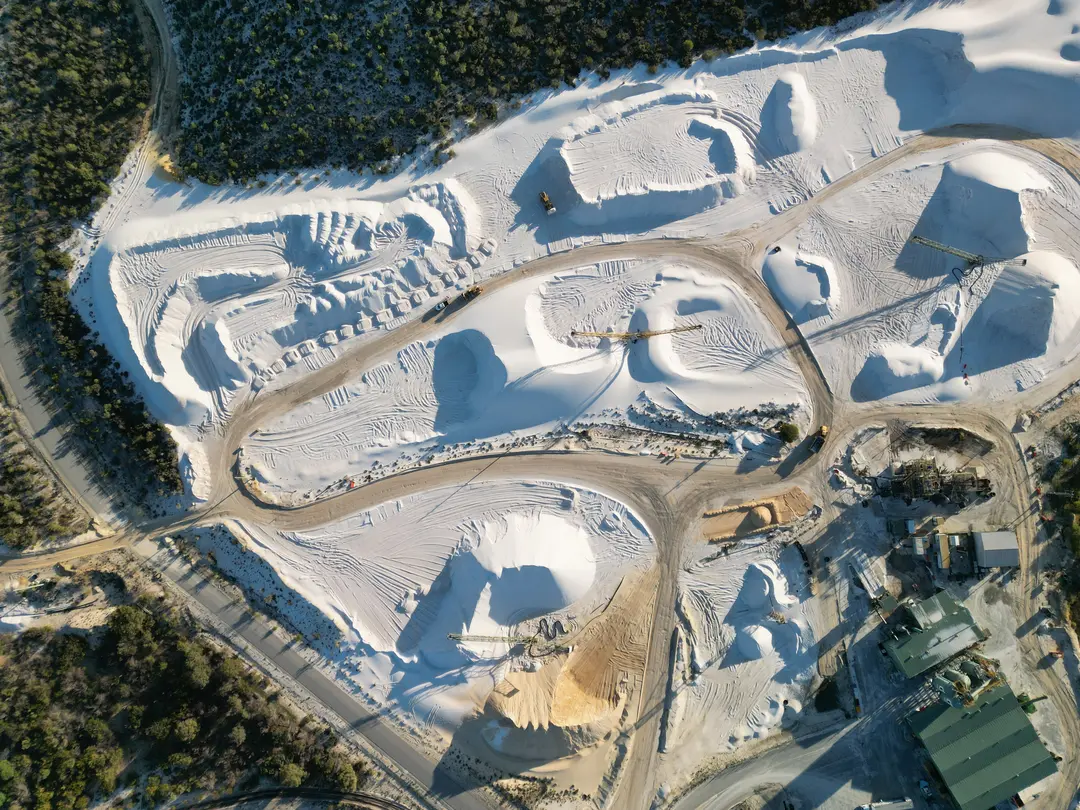 Silica sand stockpiles at Heidelberg Materials Australia quarry