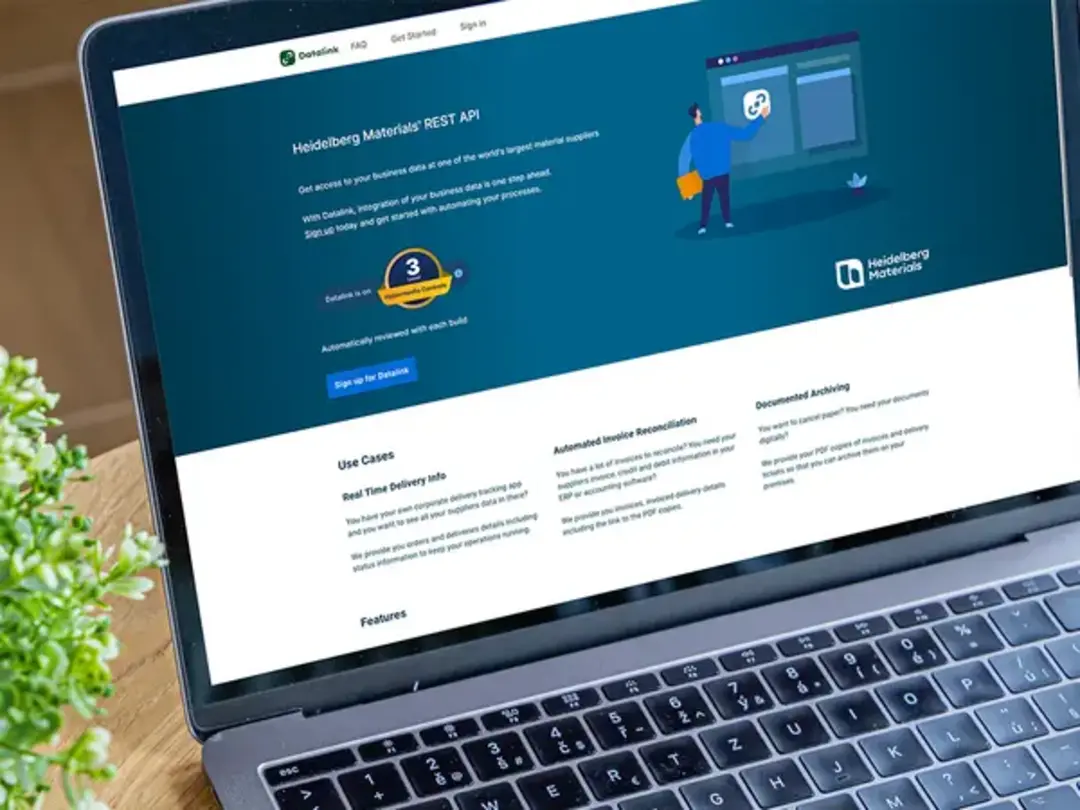 Datalink developer's portal on screen. 